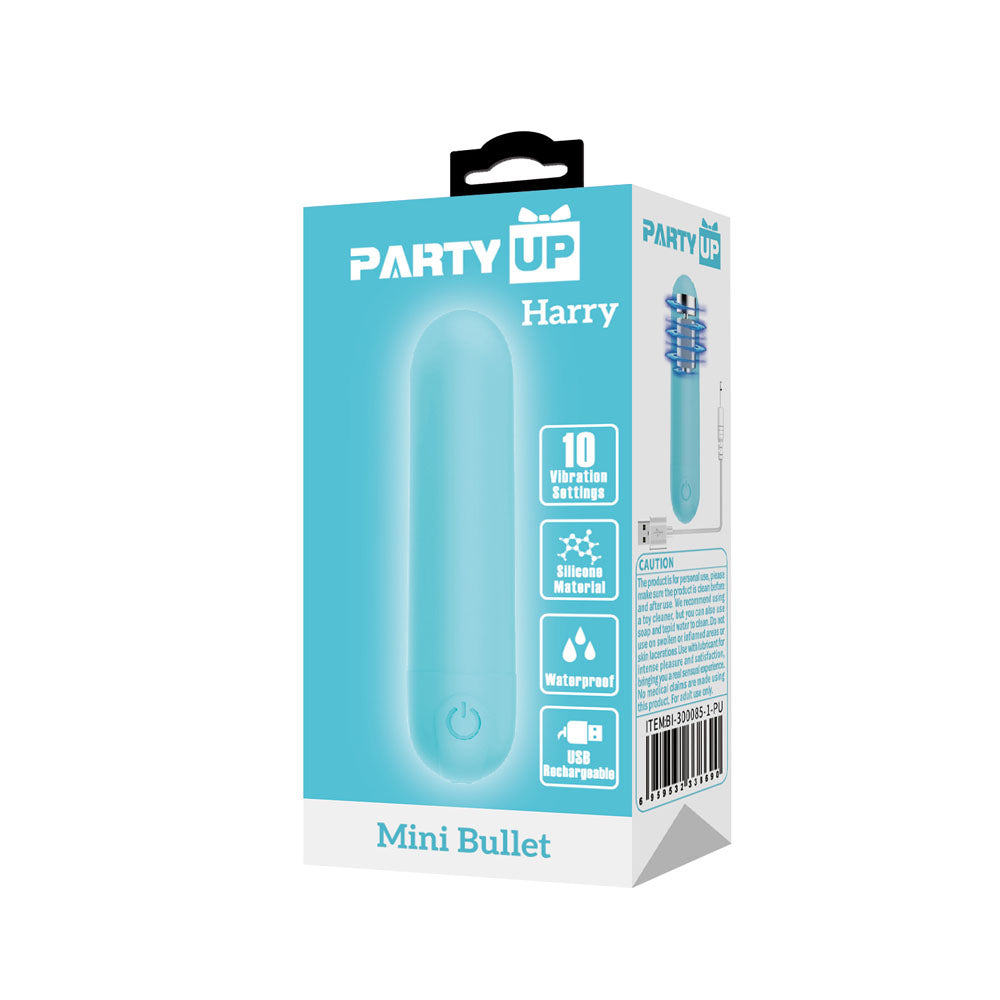 Party Up Harry Mini Bullet Teal Teal 8 Cm Usb Rechargeable Bullet