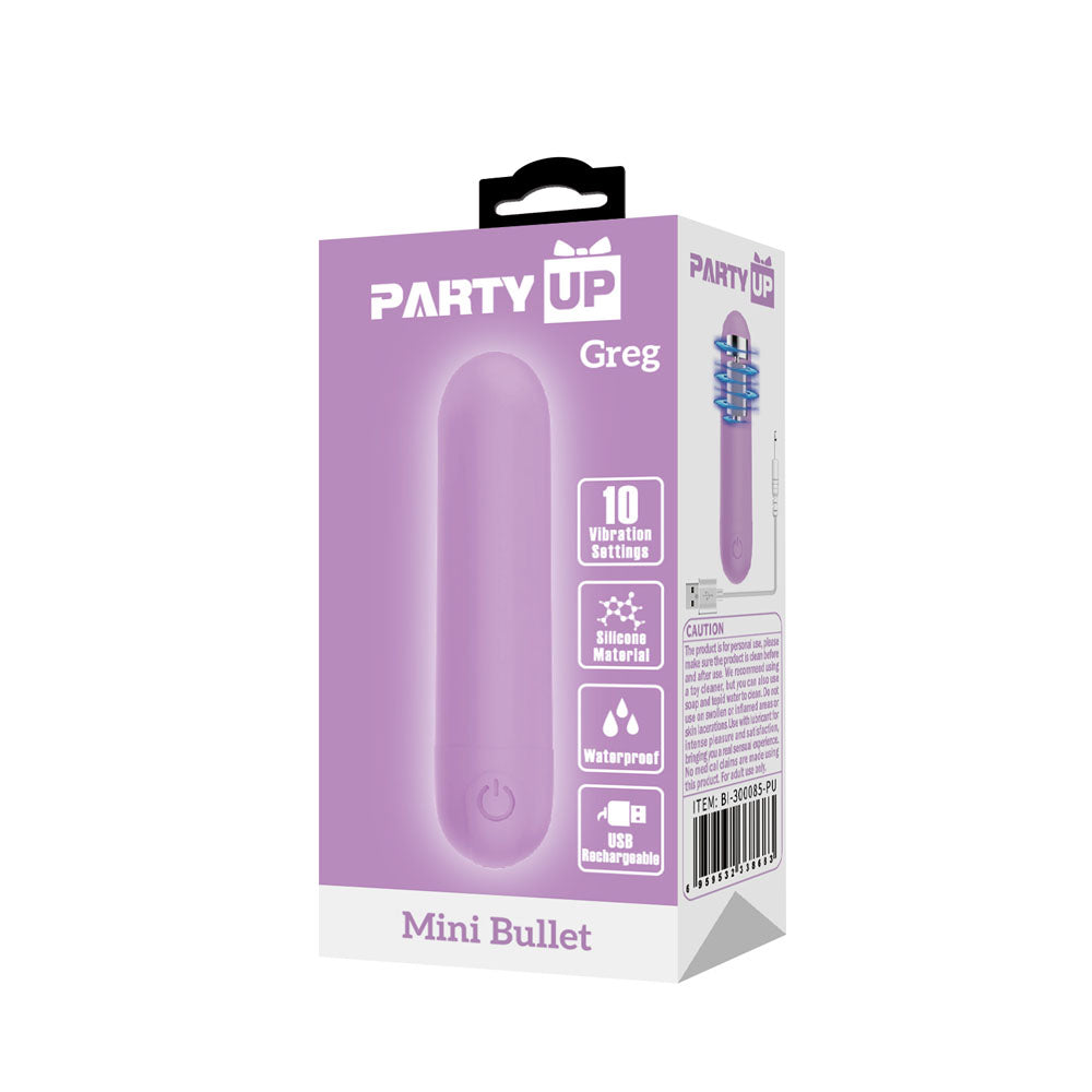 Party Up Greg Mini Bullet Purple Purple 8 Cm Usb Rechargeable Bullet