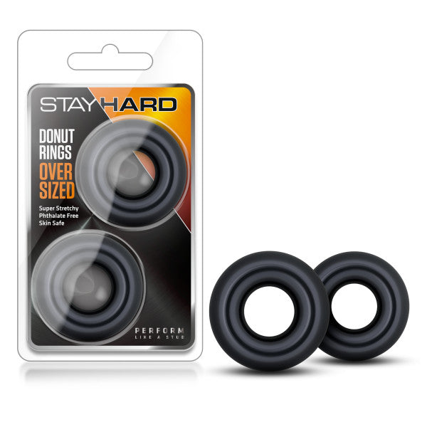 Stay Hard Donut Rings Oversized Black Large Cock Rings Set Of 2