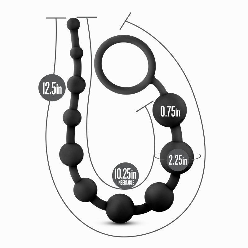 Anal Adventures Platinum 10 Anal Beads Black Black 31.7 Cm Anal Beads
