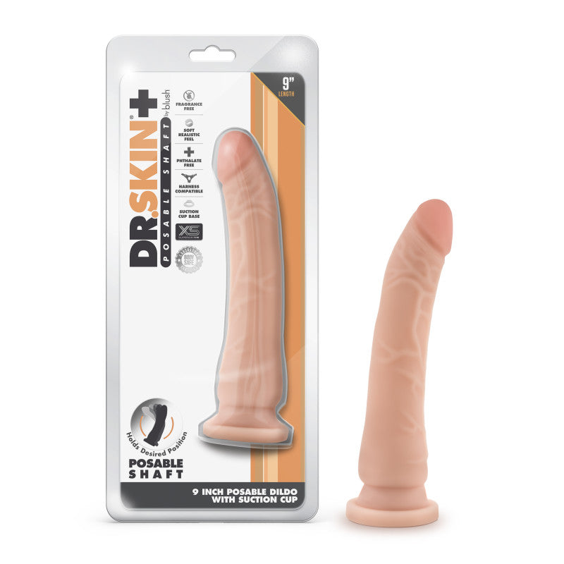 Dr Skin Plus 9'' Posable Dildo Flesh Flesh 22.9 Cm Poseable Dong