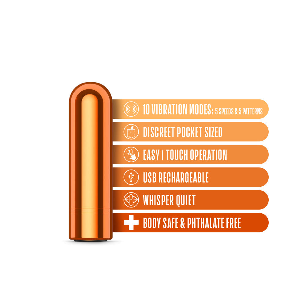 Kool Vibes Rechargeable Mini Bullet Tangerine Orange 6.4 Cm Usb Rechargeable Bullet