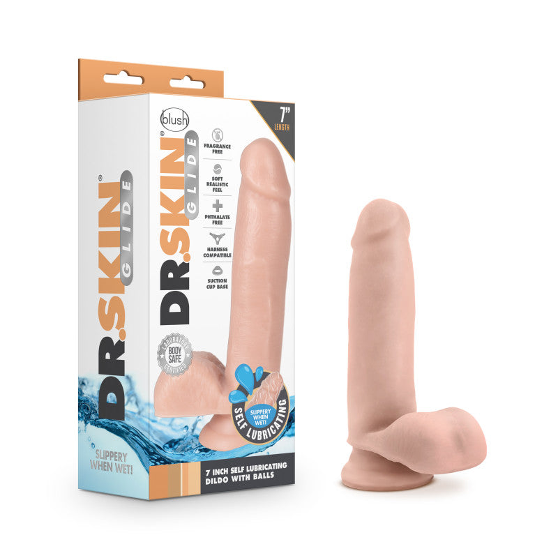 Dr. Skin Glide 7 Inch Self Lubricating Dildo Flesh 17.8 Cm Dong
