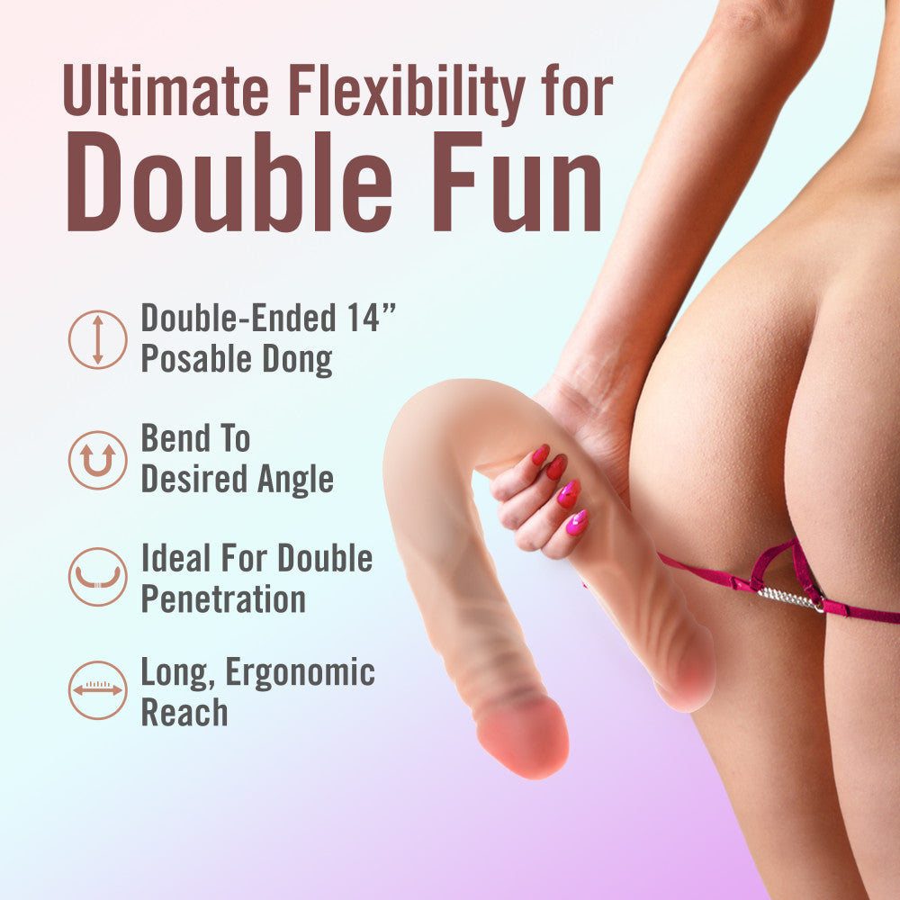 Dr. Skin Plus 14'' Posable Double Dong Flesh 35.5 Cm Double Dong
