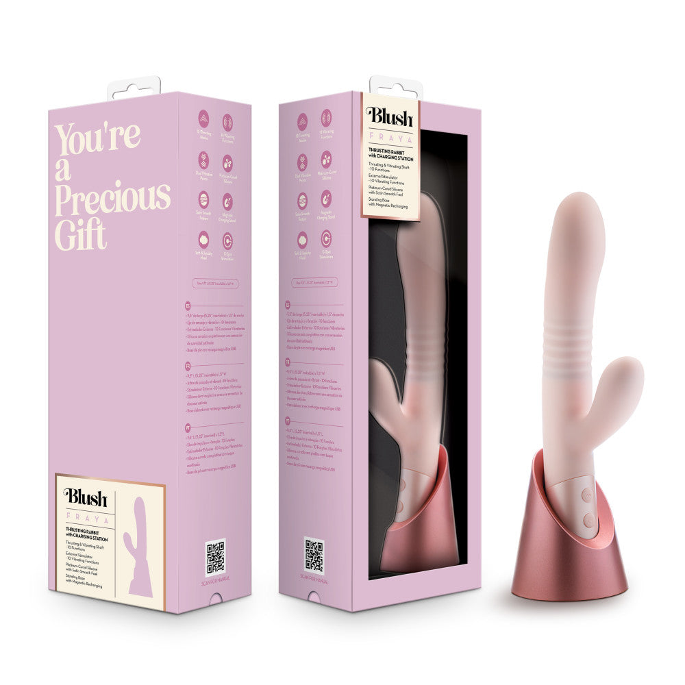 Blush Fraya Pink Pink 24.1 Cm Usb Rechargeable Thrusting Rabbit Vibrator