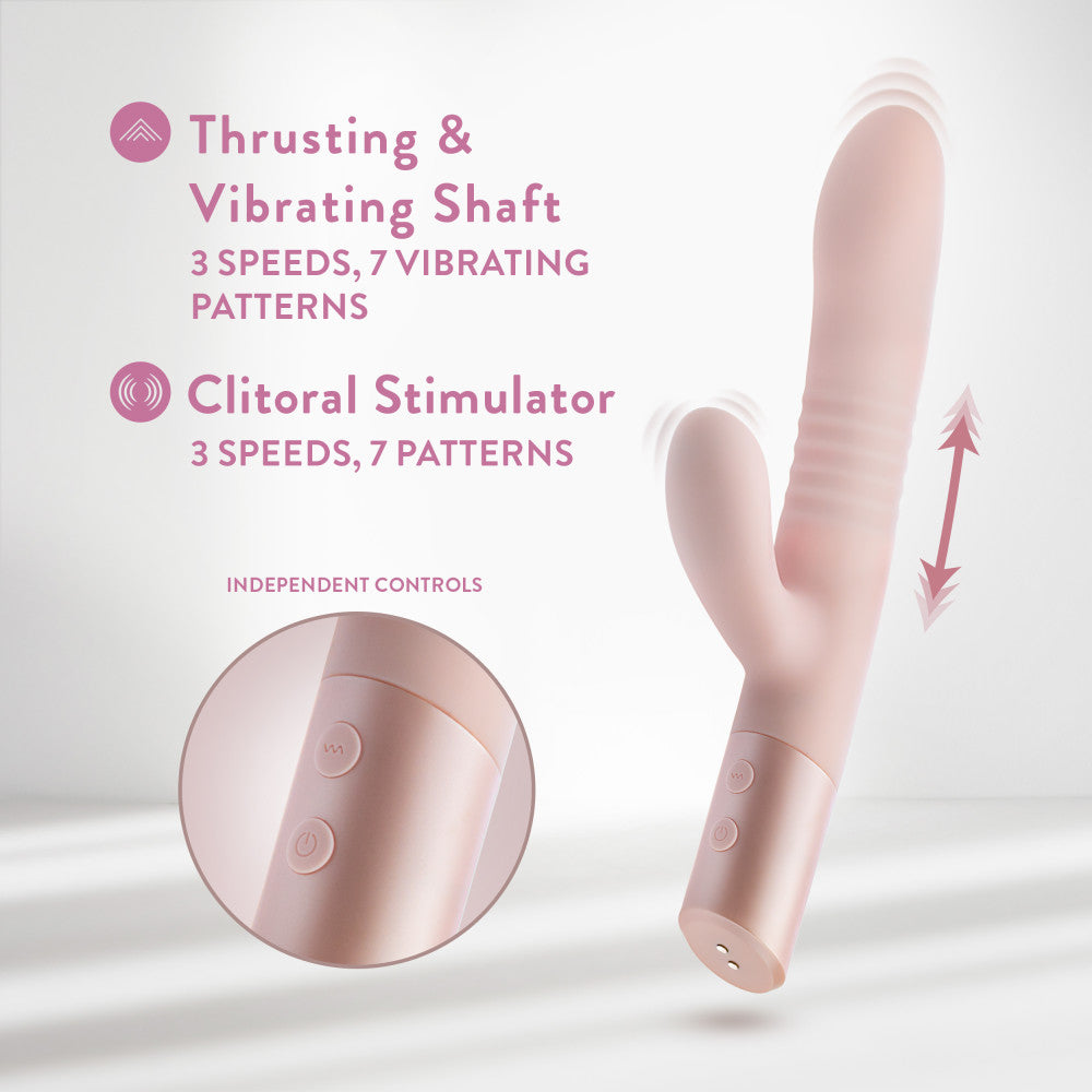 Blush Fraya Pink Pink 24.1 Cm Usb Rechargeable Thrusting Rabbit Vibrator