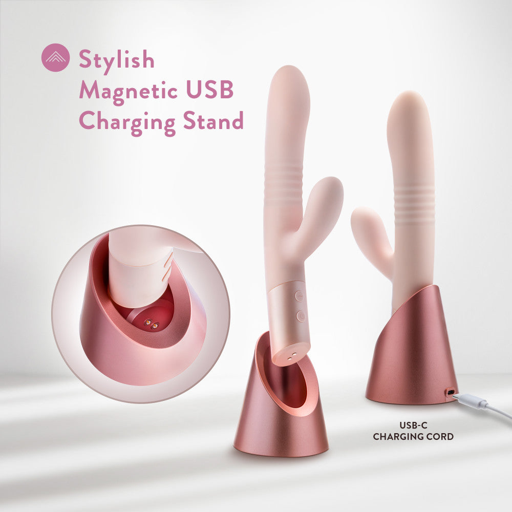 Blush Fraya Pink Pink 24.1 Cm Usb Rechargeable Thrusting Rabbit Vibrator