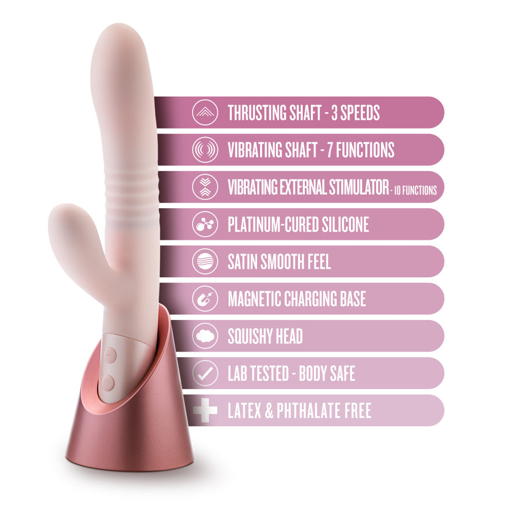 Blush Fraya Pink Pink 24.1 Cm Usb Rechargeable Thrusting Rabbit Vibrator