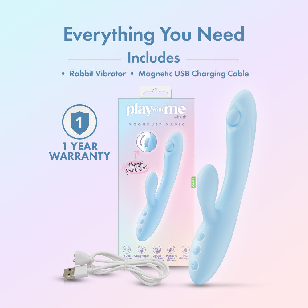 Play With Me Moondust Magic Blue 20.3 Cm Usb Rechargeable Rabbit Vibrator