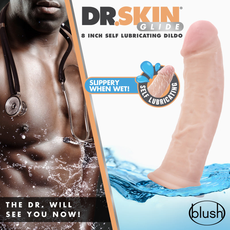 Dr. Skin Glide 8 Inch Self Lubricating Dildo Flesh 20.3 Cm Dong