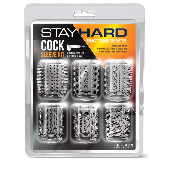 Stay Hard Cock Sleeve Kit Clear Penis Sleeves 6 Pack