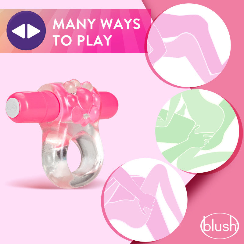 Play With Me Teaser Vibrating C Ring Clear/Pink Vibrating Cock Ring