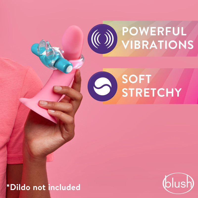 Play With Me Bull Vibrating C Ring Clear/Blue Vibrating Cock Ring