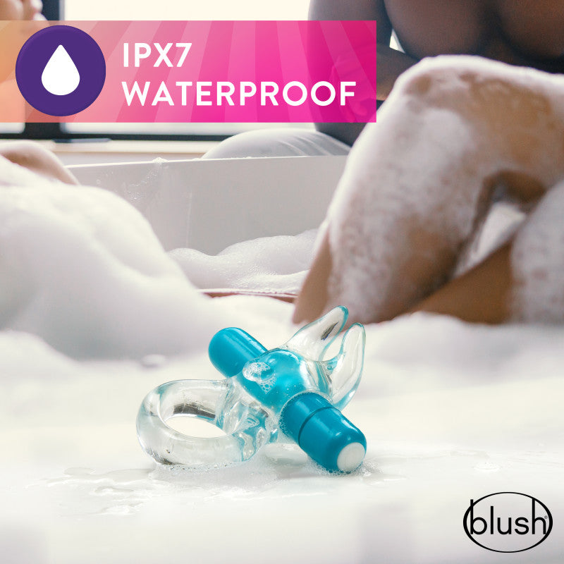 Play With Me Bull Vibrating C Ring Clear/Blue Vibrating Cock Ring
