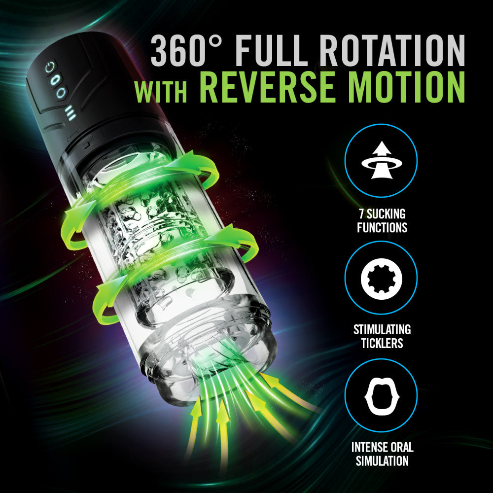 M For Men Whirlwind Pro Clear Usb Rechargeable Rotating & Sucking Auto Stroker
