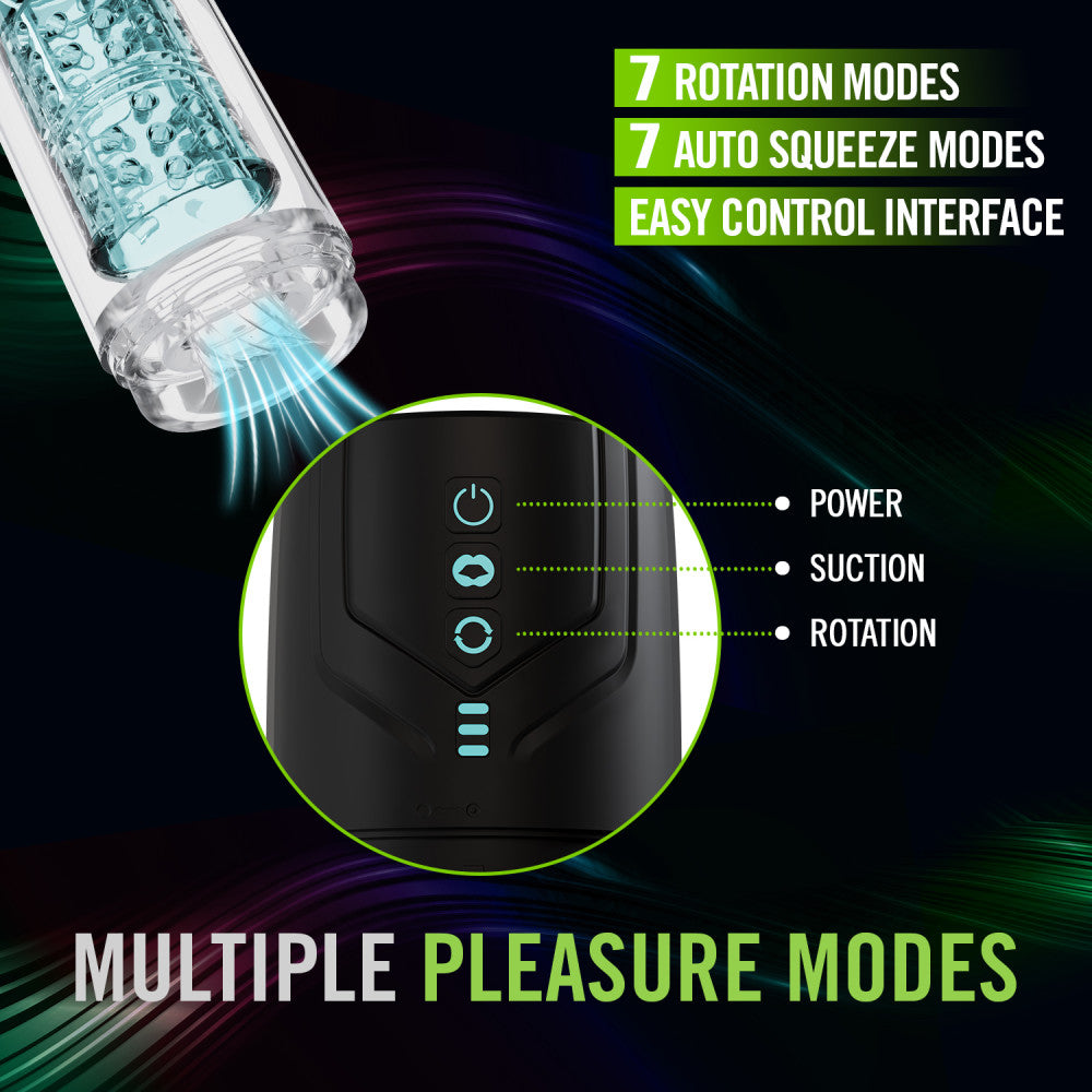 M For Men Whirlwind Pro Clear Usb Rechargeable Rotating & Sucking Auto Stroker