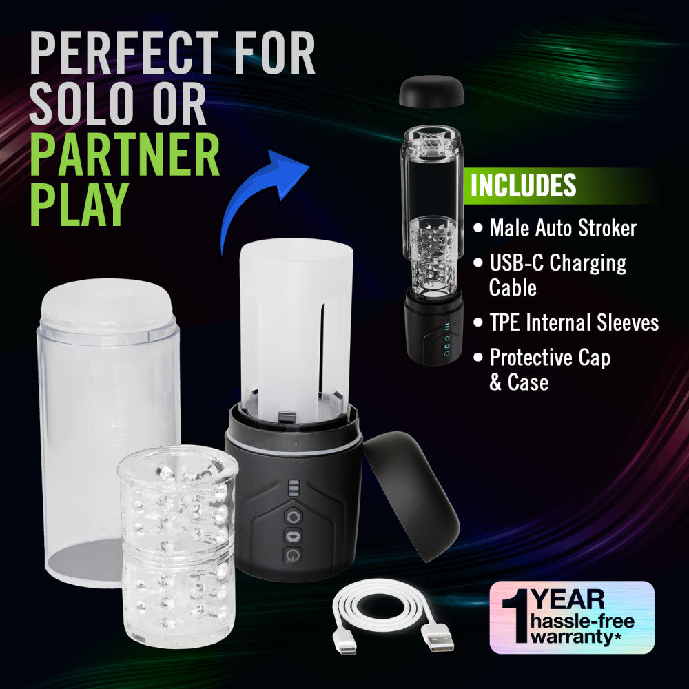 M For Men Whirlwind Pro Clear Usb Rechargeable Rotating & Sucking Auto Stroker