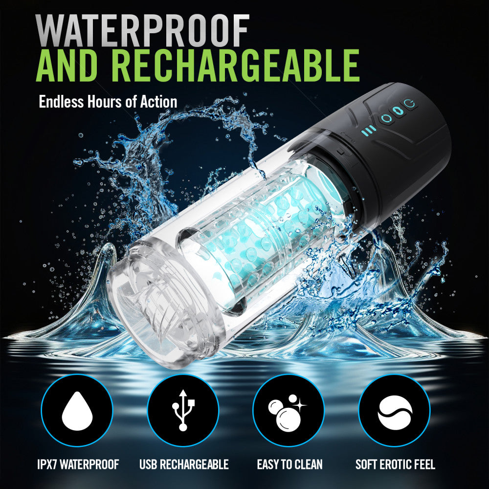 M For Men Whirlwind Pro Clear Usb Rechargeable Rotating & Sucking Auto Stroker