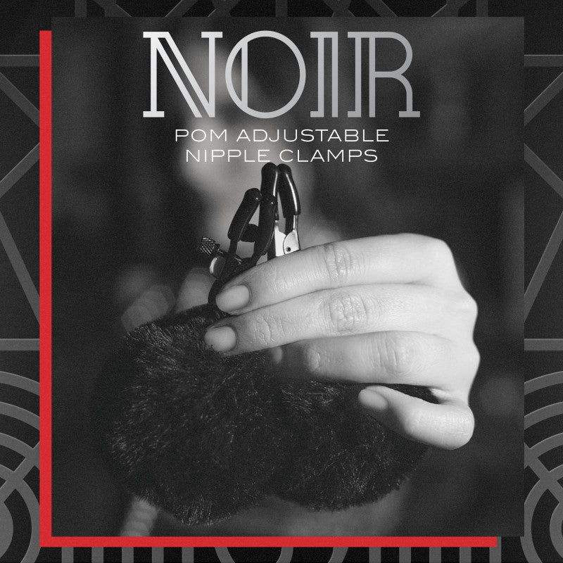 Noir Pom Adjustable Nipple Clamps Black Furry Nipple Clamps