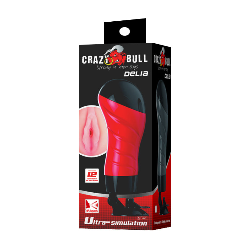 Crazy Bull Delia Vibrating Stroker Flesh Vibrating Vagina Stroker With Suction Base