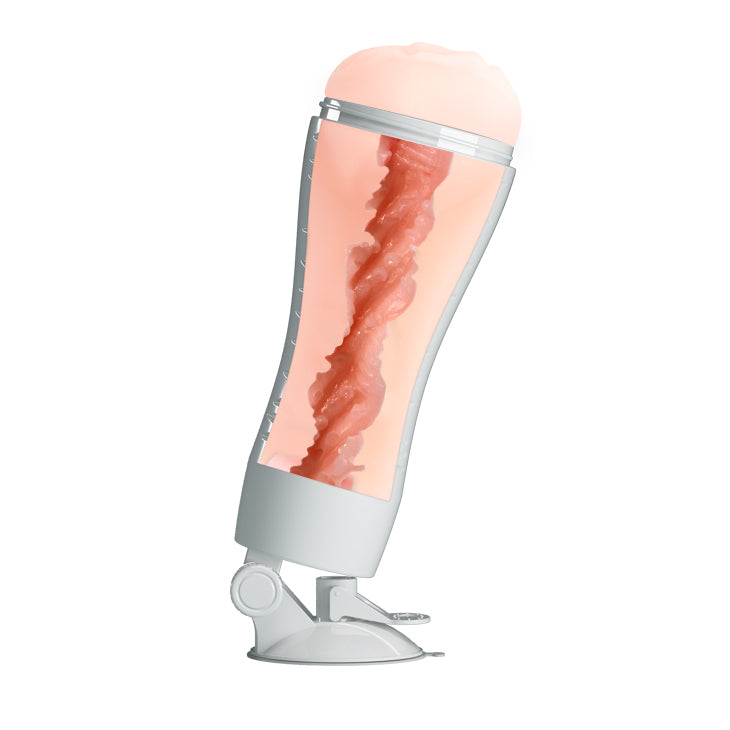 Crazy Bull Flora Vibrating Stroker Flesh Usb Rechargeable Vibrating Squeezeable Vagina Stroker With Suction Base