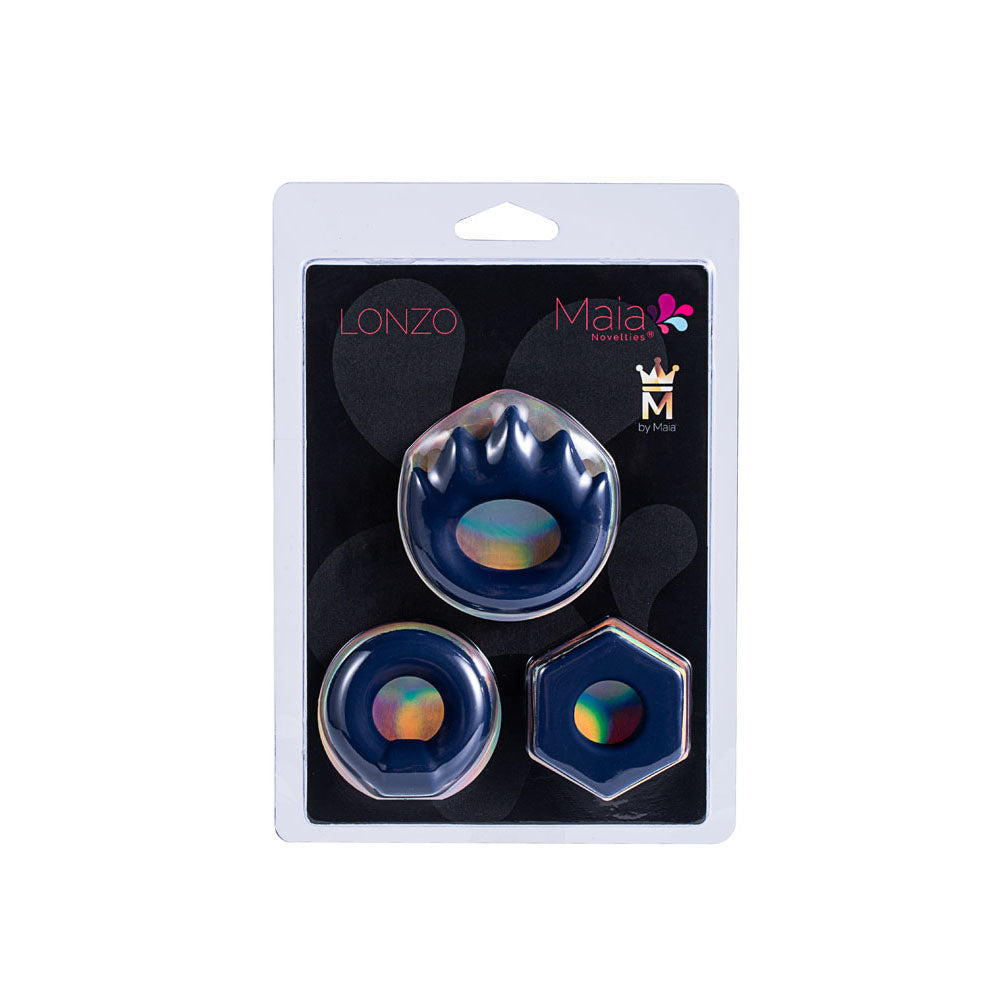 Maia Lonzo Blue Silicone Cock Rings Set Of 3