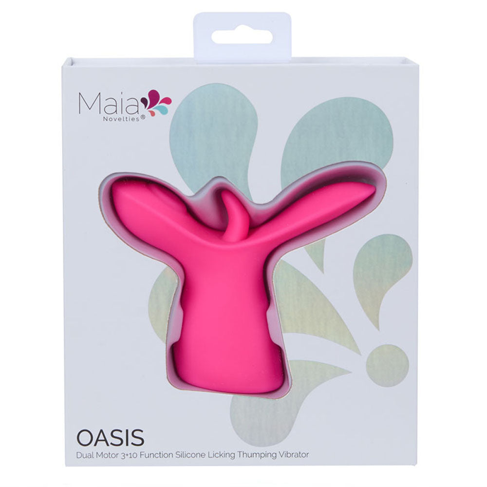 Maia Oasis Pink Pink Usb Rechargeable Dual Motor Licking & Thumping Stimulator