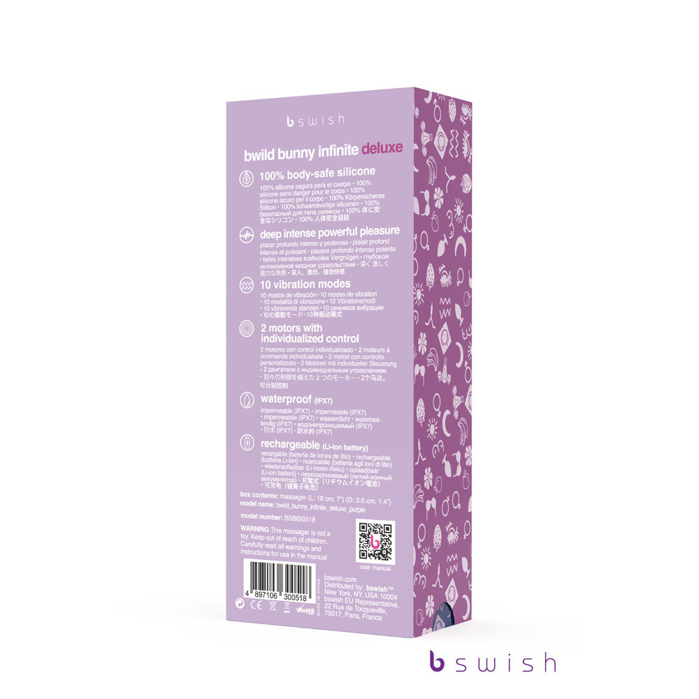 Bwild Bunny Infinite Deluxe Purple Purple 19.3 Cm Usb Rechargeable Rabbit Vibrator