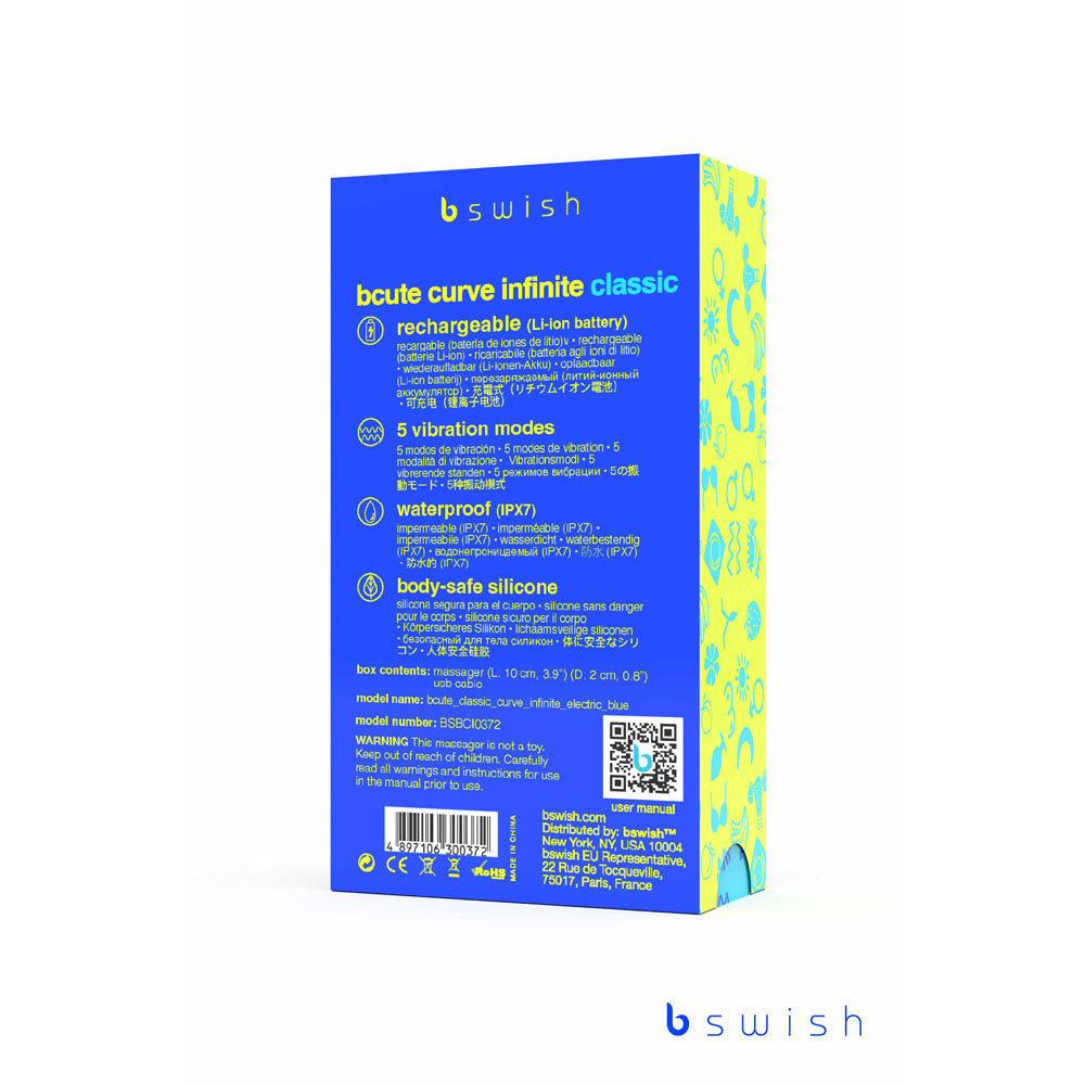 Bcute Curve Infinite Classic Electric Blue Blue 10 Cm Usb Rechargeable Vibrator