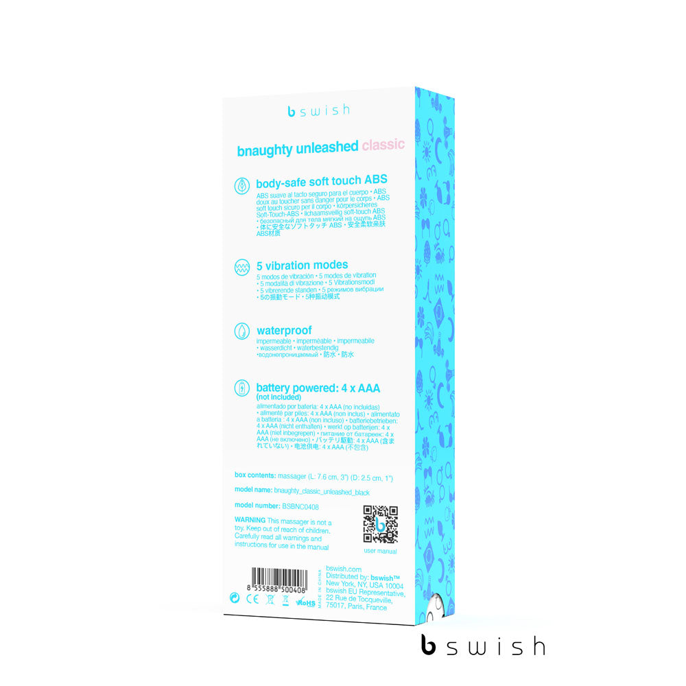 Bnaughty Classic Unleashed Black Black 7.6 Cm Bullet With Wireless Remote Control