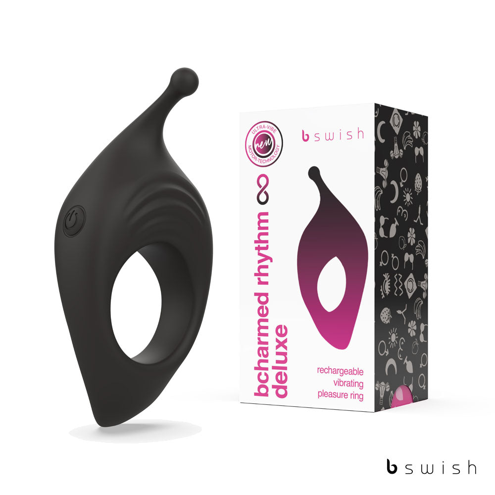 B Charmed Rhythm Infinite Deluxe Black Black Usb Rechargeable Vibrating Cock Ring