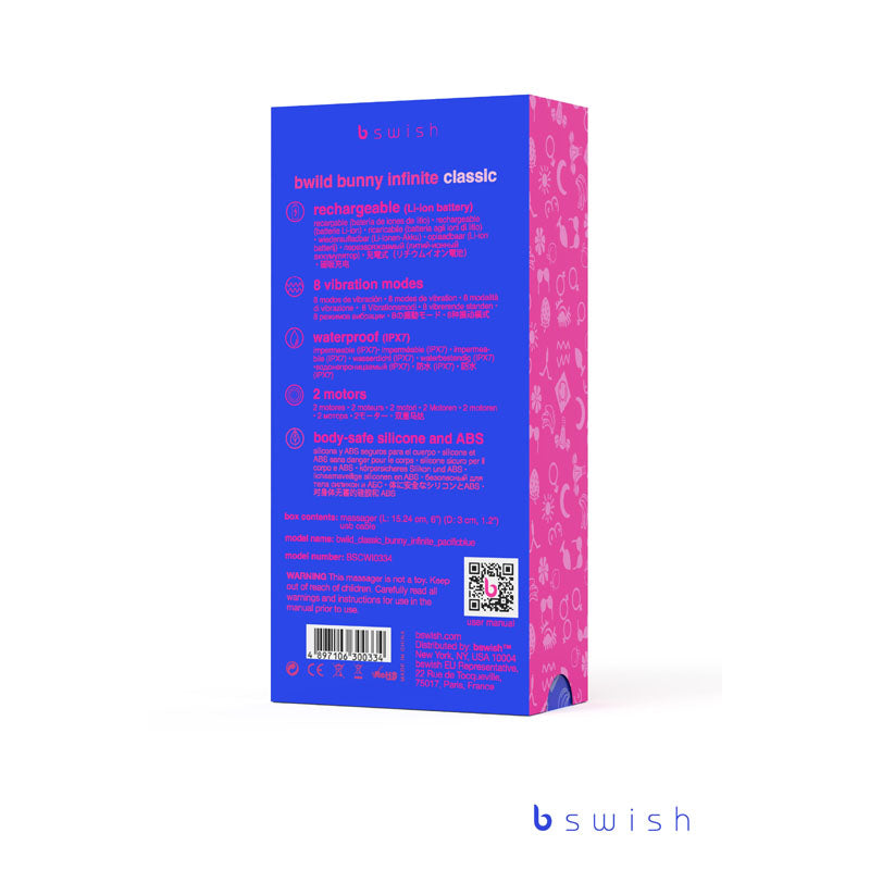 Bwild Classic Bunny Infinite Pacific Blue Pacific Blue 15.2 Cm Usb Rechargeable Rabbit Vibrator