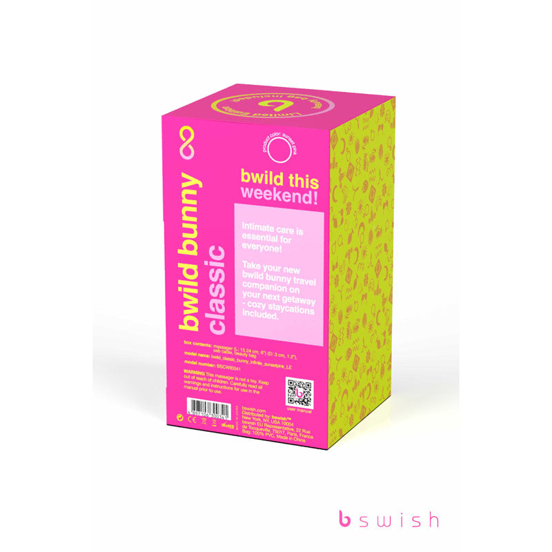 Bwild Classic Bunny Infinite Limited Edition Sunset Pink Sunset Pink 15.2 Cm Usb Rechargeable Rabbit Vibrator With Limited Edition Storage Case