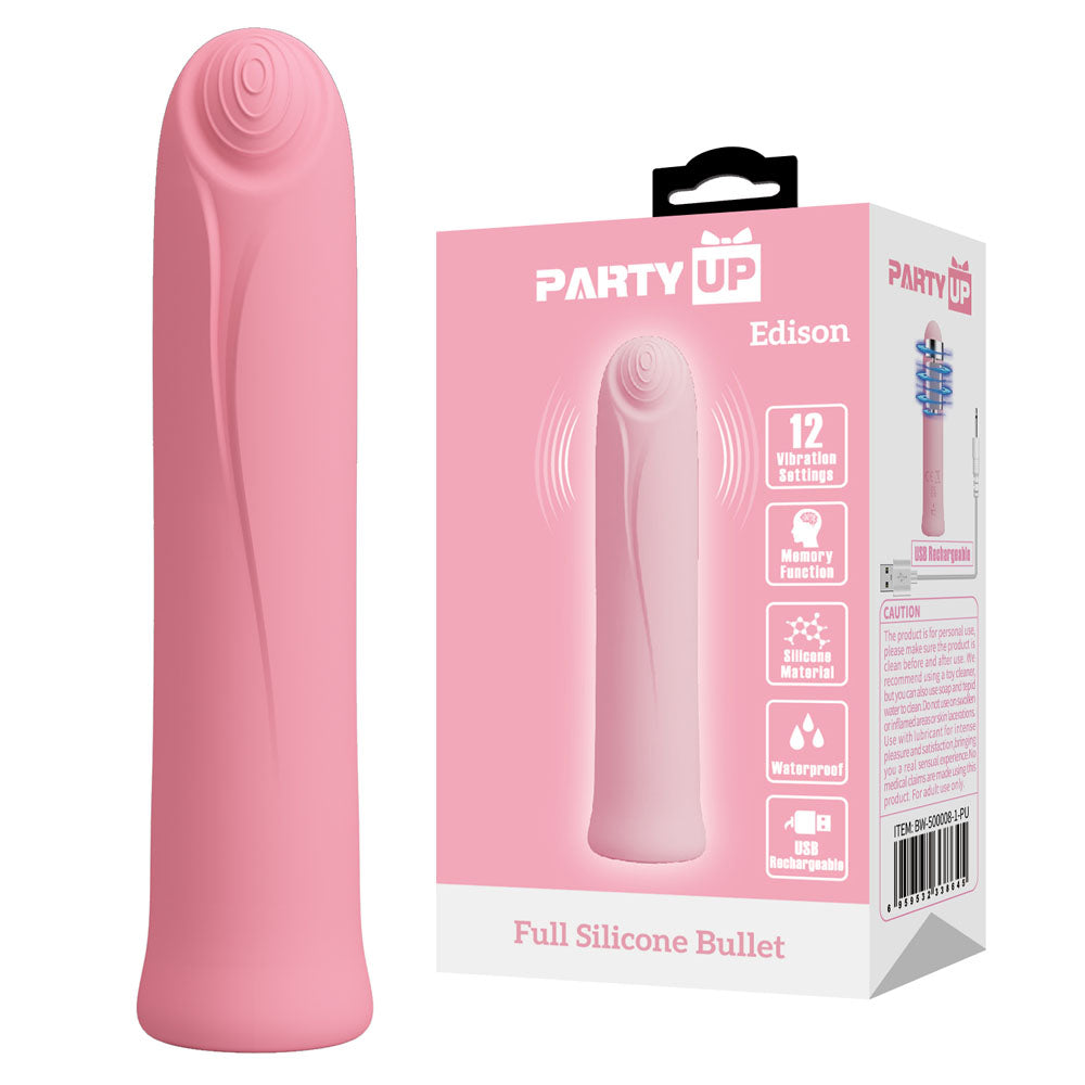 Party Up Edison Bullet Pink Pink 10.3 Cm Usb Rechargeable Bullet