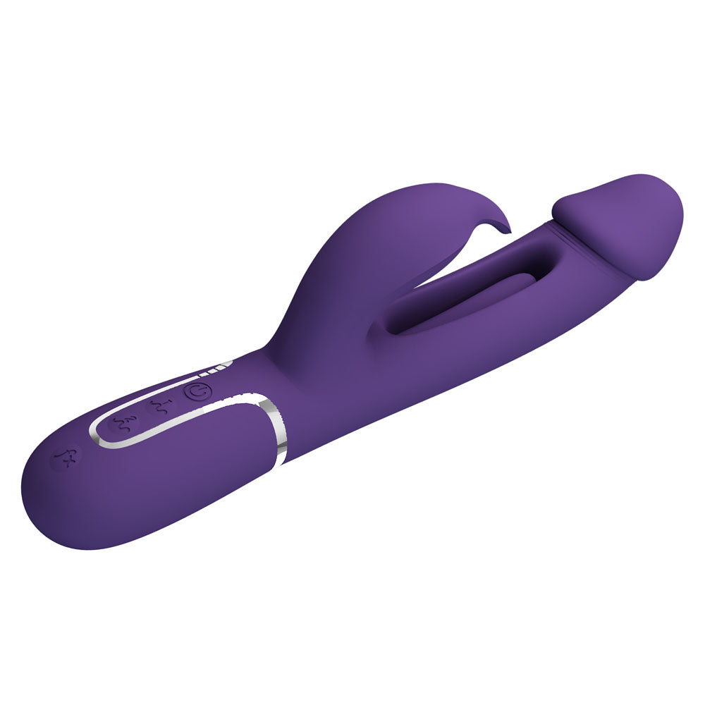 Party Up David Swinging Vibe Purple Purple 23.2 Cm Usb Rechargeable Rabbit Vibrator With Flicking Arm