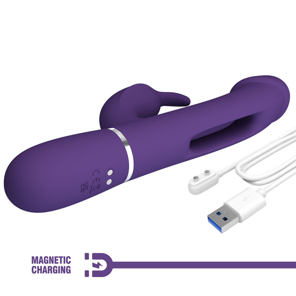 Party Up David Swinging Vibe Purple Purple 23.2 Cm Usb Rechargeable Rabbit Vibrator With Flicking Arm