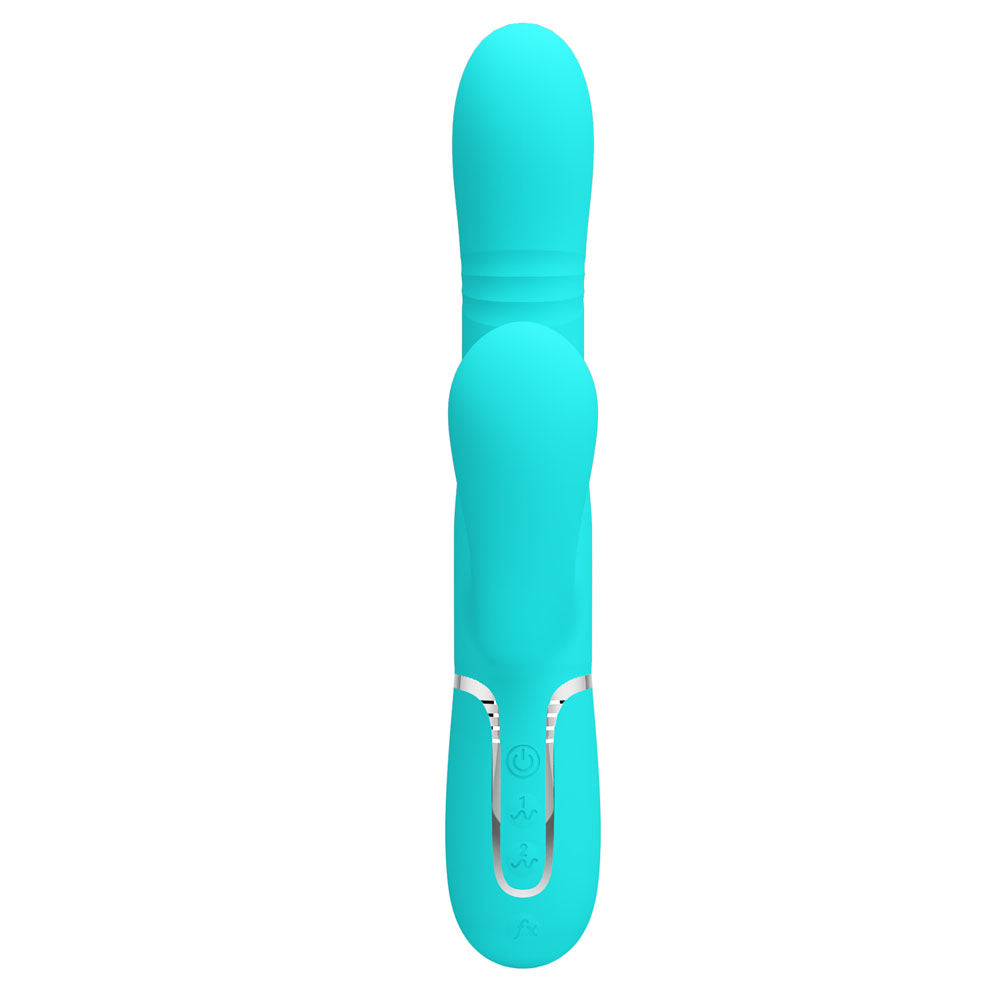 Party Up Paul Rolling Beads Vibrator Teal Teal 22.6 Cm Usb Rechargeable Thrusting Rabbit Vibrator