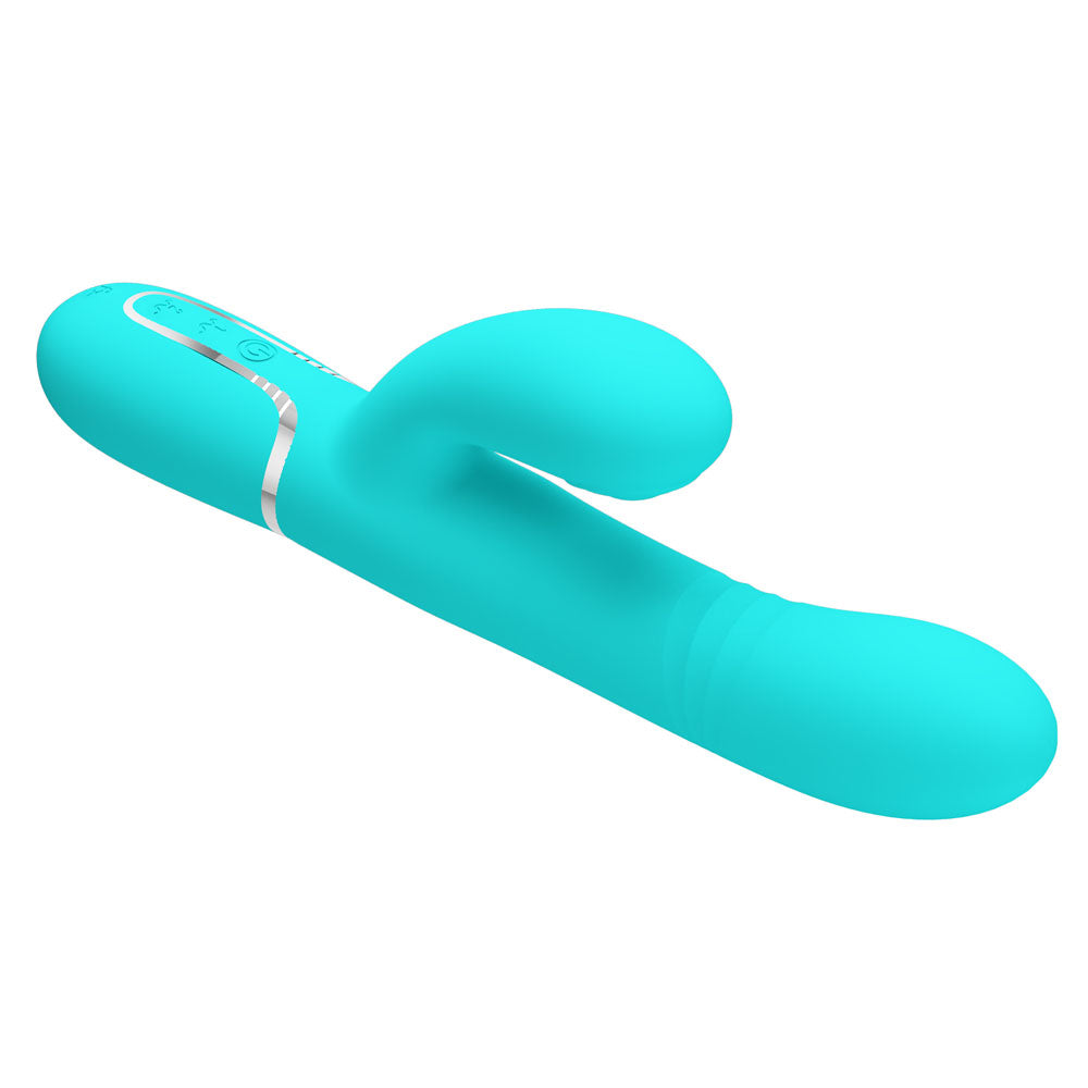 Party Up Paul Rolling Beads Vibrator Teal Teal 22.6 Cm Usb Rechargeable Thrusting Rabbit Vibrator