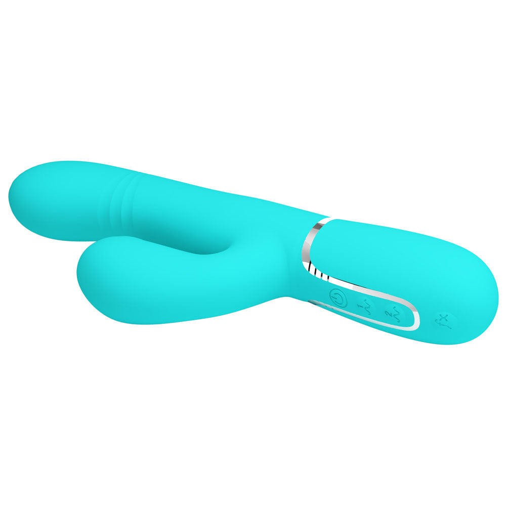 Party Up Paul Rolling Beads Vibrator Teal Teal 22.6 Cm Usb Rechargeable Thrusting Rabbit Vibrator