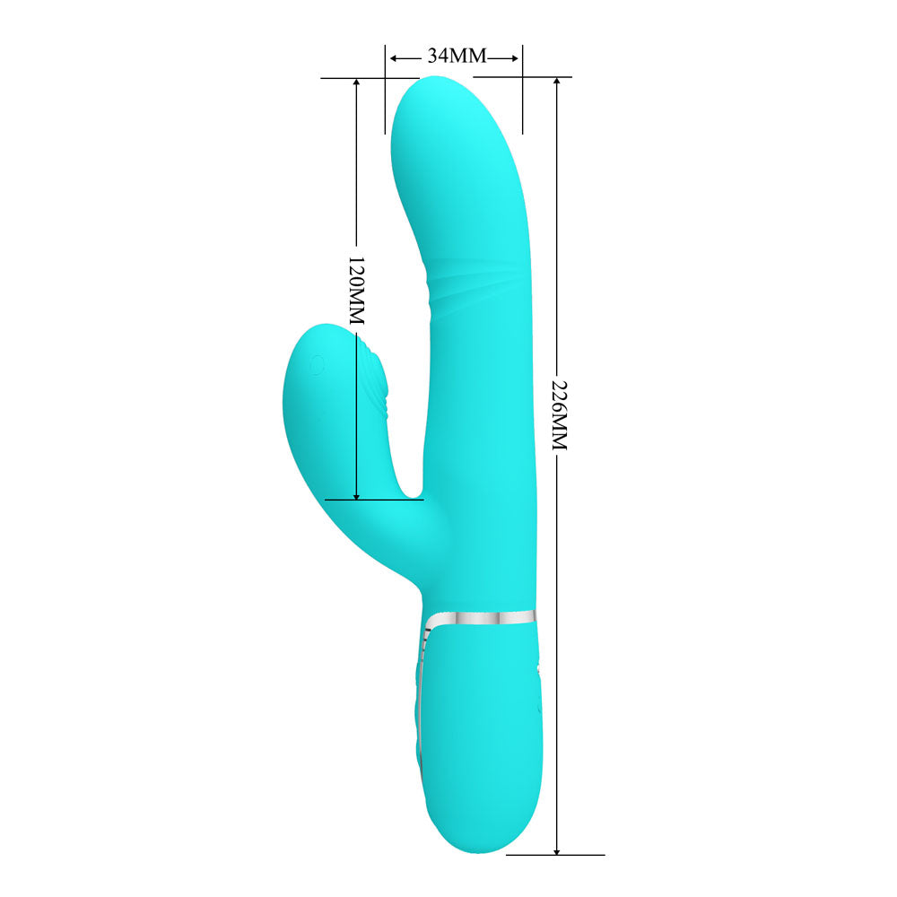 Party Up Paul Rolling Beads Vibrator Teal Teal 22.6 Cm Usb Rechargeable Thrusting Rabbit Vibrator