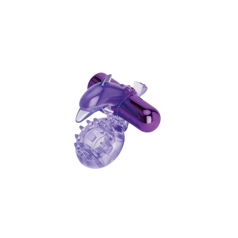 Bodywand Rechargeable Dolphin Ring With Clit Ticklers Purple Usb Rechargeable Vibrating Cock Ring