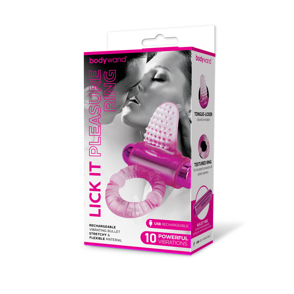 Bodywand Rechargeable Lick It Pleasure Ring Pink Usb Rechargeable Vibrating Cock Ring