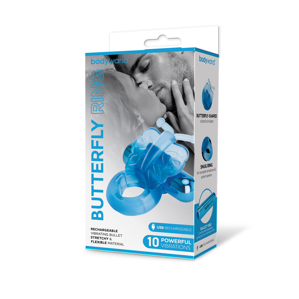 Bodywand Rechargeable Butterfly Ring Blue Usb Rechargeable Vibrating Cock Ring