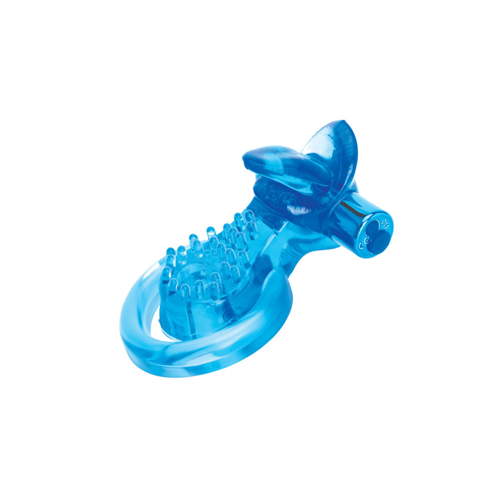 Bodywand Rechargeable Duo Ring With Clit Tickler Blue Usb Rechargeable Vibrating Cock Ring
