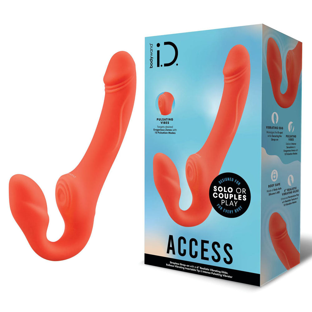 Bodywand Id Access Strapless Strap On Orange 15.2 Cm Usb Rechargeable Strapless Strap On