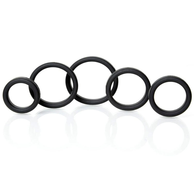 Boneyard Silicone Ring 5 Pcs Kit Black Cock Rings Set Of 5 Sizes