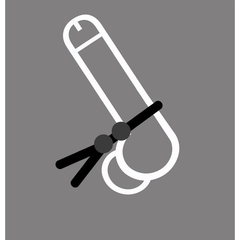 Boneyard Cock Leash Double Black Adjustable Cock Lasso Ring