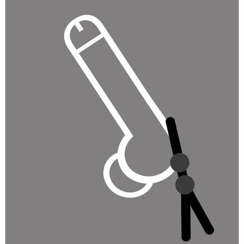 Boneyard Cock Leash Double Black Adjustable Cock Lasso Ring