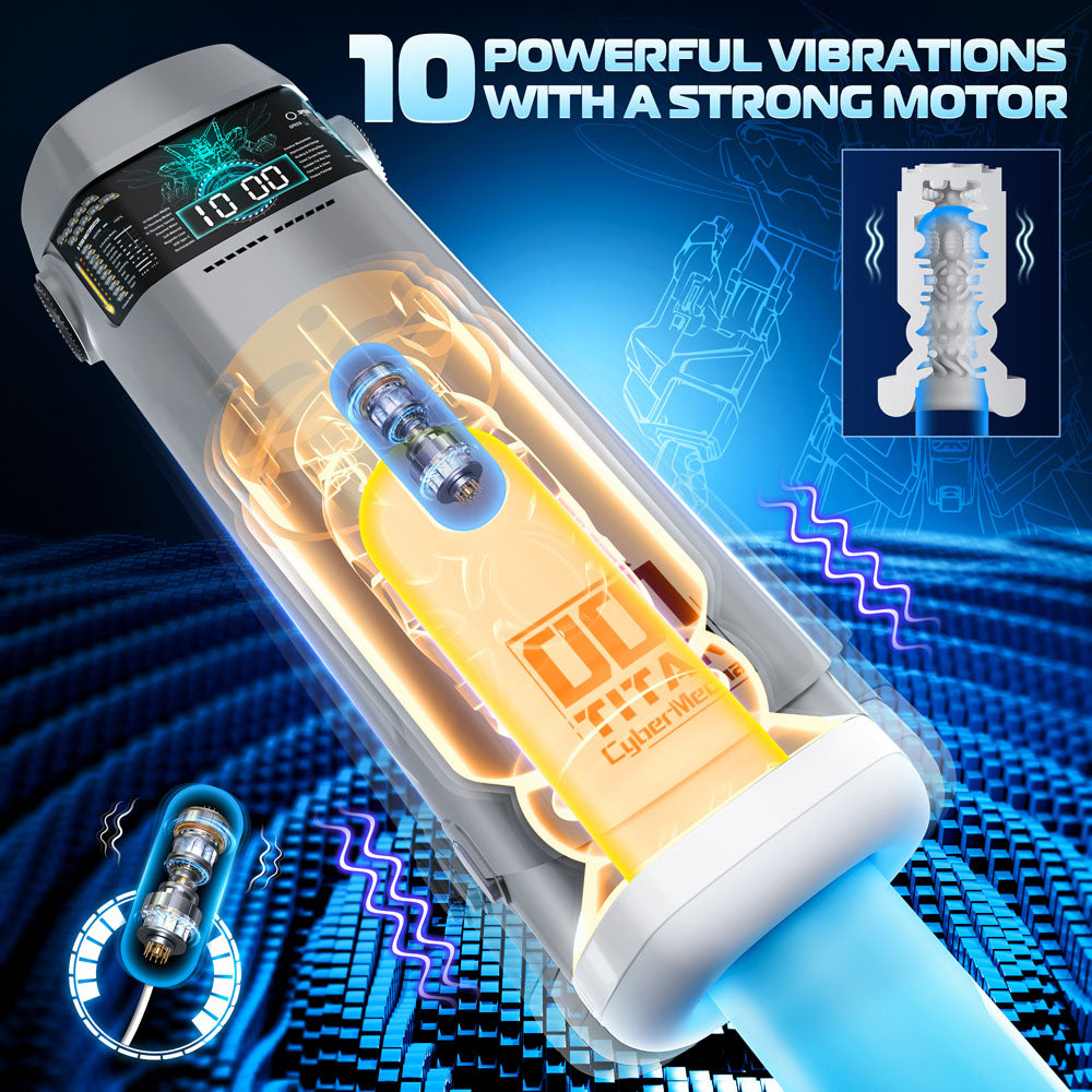 Cyber Skin B Titan Grey Usb Rechargeable Thrusting & Vibrating Auto Masturbator With Heater