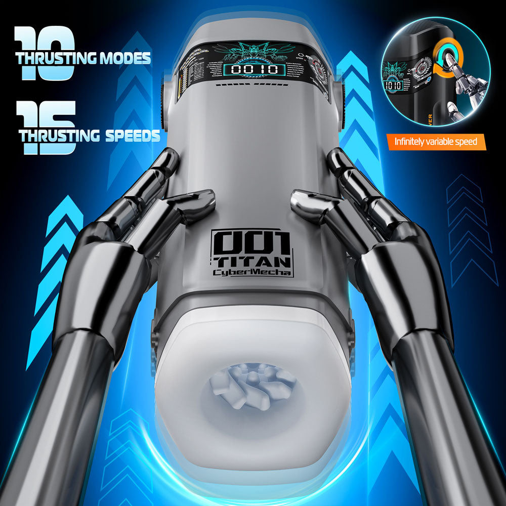 Cyber Skin B Titan Grey Usb Rechargeable Thrusting & Vibrating Auto Masturbator With Heater